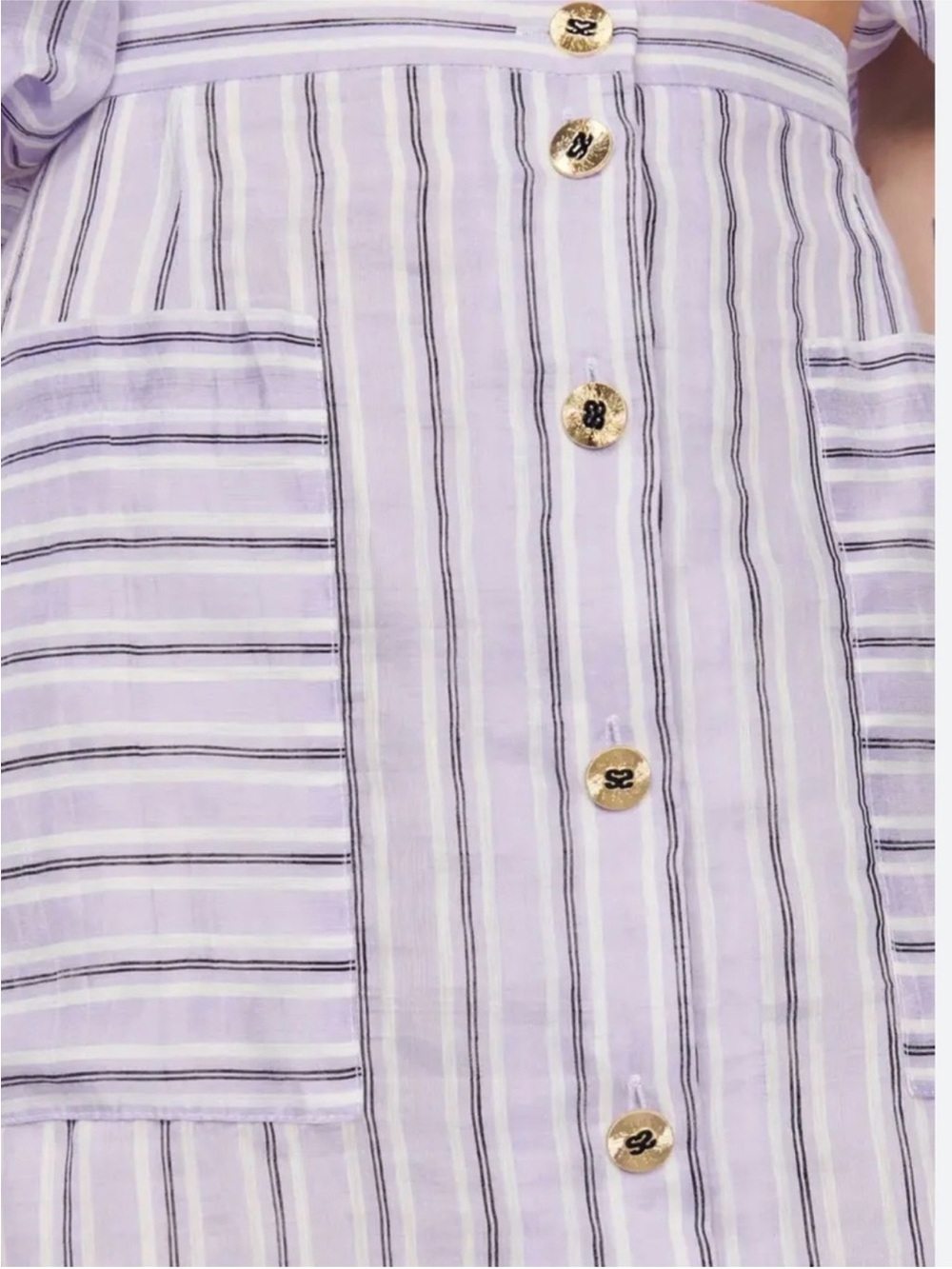 Sandro Lavender Stripe Button-Front Midi Skirt - Picture 2 of 2